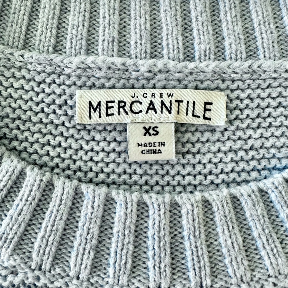 J.Crew Mercantile Blue Knit Sweater XS Soft Cotton Merino Crewneck Minimalist - Picture 5 of 8